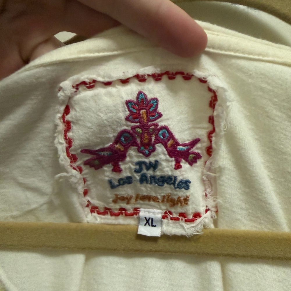 Johnny Was Embroidered Cream Boho Tunic with Multicolor Front Panel - Picture 2 of 2